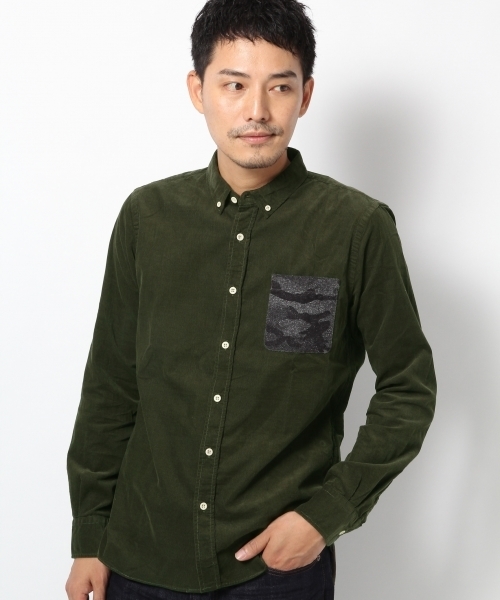 GLOBAL WORK（グローバルワーク）の「コーデュロイシャツ長袖/568254（シャツ/ブラウス・メンズ・グリーン/ネイビー/カーキ/グレー/グレー系その他・MEDIUM/SMALL/LARGE/X-LARGE）」の4枚目の写真