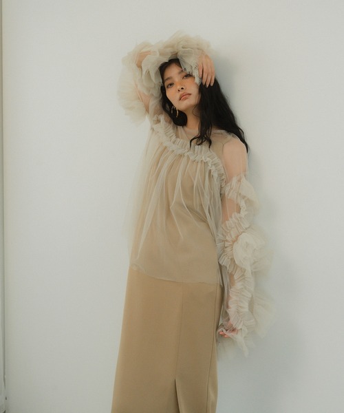 ZOZO限定アイテム】 cutting curve dress ・ decorative tulle