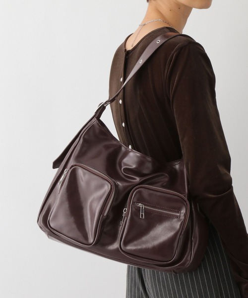 LEPSIM（レプシィム）の「フェイクレザーダブルポケットショルダー　147093（ショルダーバッグ・レディース・ブラック/ブラウン・ONE SIZE）」の6枚目の写真