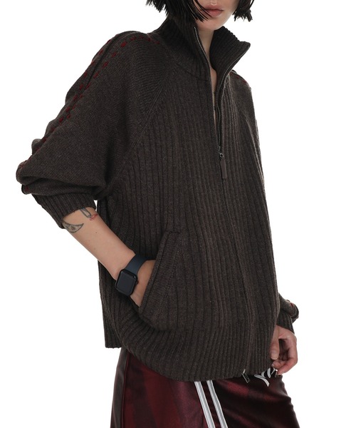 simple project 22AW セーター　ドライバーズニット ラグランデザイン サイドスティッチ ドライバーズニット KS3226