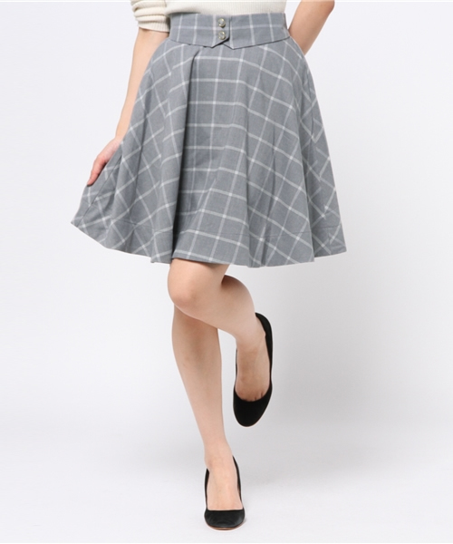 one after another NICE CLAUP(ワンアフターアナザーナイスクラップ)の「【ナイスクラップ】ウィンドペン2つ釦スカート(スカート・レディース・グレー/ネイビー/ブラック・FREE)」の2枚目の写真