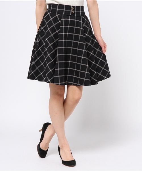 one after another NICE CLAUP(ワンアフターアナザーナイスクラップ)の「【ナイスクラップ】ウィンドペン2つ釦スカート(スカート・レディース・グレー/ネイビー/ブラック・FREE)」の1枚目の写真