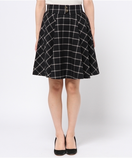 one after another NICE CLAUP(ワンアフターアナザーナイスクラップ)の「【ナイスクラップ】ウィンドペン2つ釦スカート(スカート・レディース・グレー/ネイビー/ブラック・FREE)」の4枚目の写真