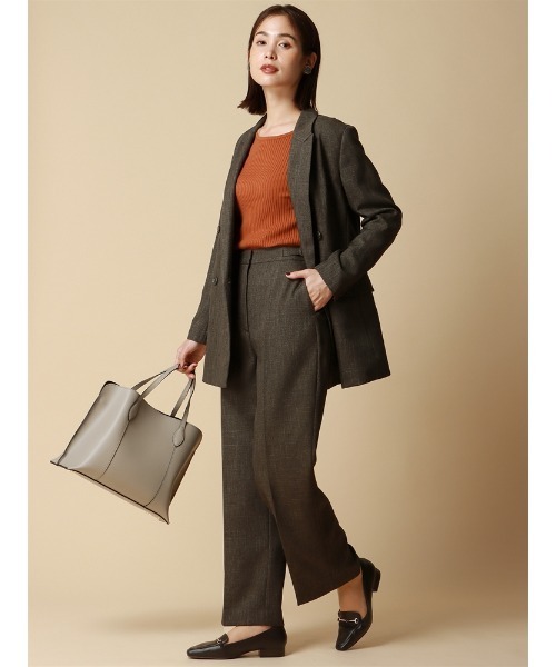 SUIT SQUARE(スーツスクエア)の「ワイドパンツ ウォッシャブル シャンブレー シャークスキン(スーツパンツ・レディース・ブラック/ネイビー/ブラウン・38(9号)/36(7号))」の19枚目の写真