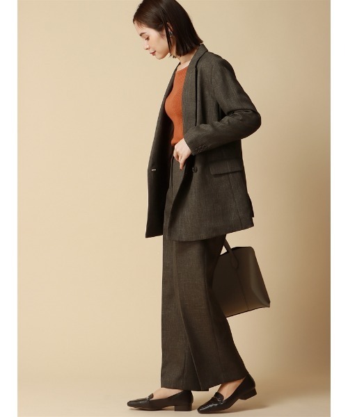 SUIT SQUARE(スーツスクエア)の「ワイドパンツ ウォッシャブル シャンブレー シャークスキン(スーツパンツ・レディース・ブラック/ネイビー/ブラウン・38(9号)/36(7号))」の18枚目の写真