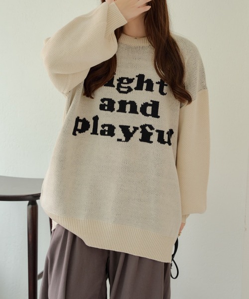 continuer de NICE CLAUP(コンティニューデナイスクラップ)の「ロゴビックニット(ニット/セーター・レディース・ベージュ/スミクロ/ブルー/アイボリー・FREE)」の8枚目の写真