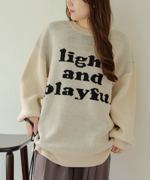 continuer de NICE CLAUP(コンティニューデナイスクラップ)の「ロゴビックニット(ニット/セーター・レディース・ベージュ/スミクロ/ブルー/アイボリー・FREE)」の10枚目の写真