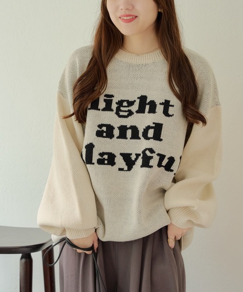 continuer de NICE CLAUP(コンティニューデナイスクラップ)の「ロゴビックニット(ニット/セーター・レディース・ベージュ/スミクロ/ブルー/アイボリー・FREE)」の11枚目の写真