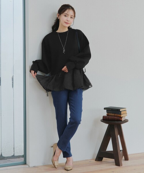 Tiaclasse(ティアクラッセ)の「マシュマロタッチデニムパンツ(デニムパンツ・レディース・ネイビー/ブルー・XL/XXL)」の7枚目の写真