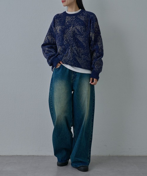 COLONY 2139（コロニートゥーワンスリーナイン）の「パウダー柄モールニット（ニット/セーター・メンズ・ネイビー/ブラック・MEDIUM/LARGE）」の16枚目の写真