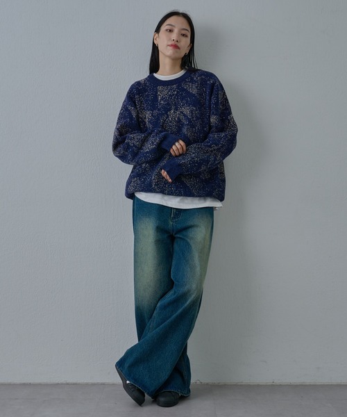 COLONY 2139（コロニートゥーワンスリーナイン）の「パウダー柄モールニット（ニット/セーター・メンズ・ネイビー/ブラック・MEDIUM/LARGE）」の19枚目の写真