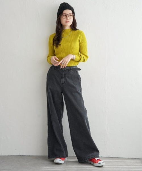 LBC（エルビーシー）の「襟フリルリブニット（ニット/セーター・レディース・ホワイト/ブラック/ターコイズブルー/杢グレー/イエロー・M/L）」の13枚目の写真