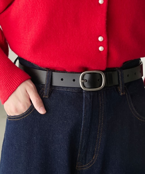 BONLECILL（ボンルシール）の「スクエアバックルレザーギャリソンベルト（ベルト・レディース・ブラウン/ブラック・FREE）」の17枚目の写真