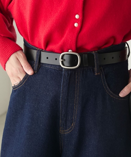 BONLECILL（ボンルシール）の「スクエアバックルレザーギャリソンベルト（ベルト・レディース・ブラウン/ブラック・FREE）」の19枚目の写真