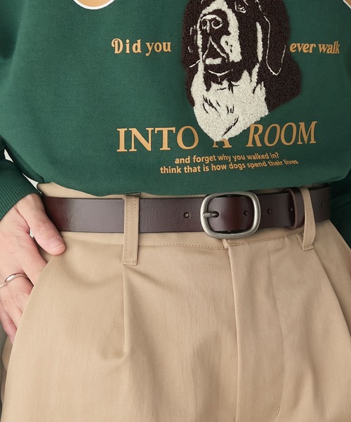 BONLECILL（ボンルシール）の「スクエアバックルレザーギャリソンベルト（ベルト・レディース・ブラウン/ブラック・FREE）」の21枚目の写真