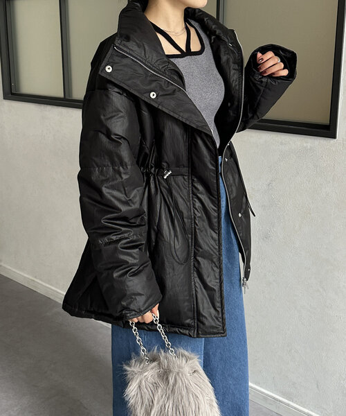 セール】ウエストドロスト中綿ミドルブルゾン（ダウンジャケット