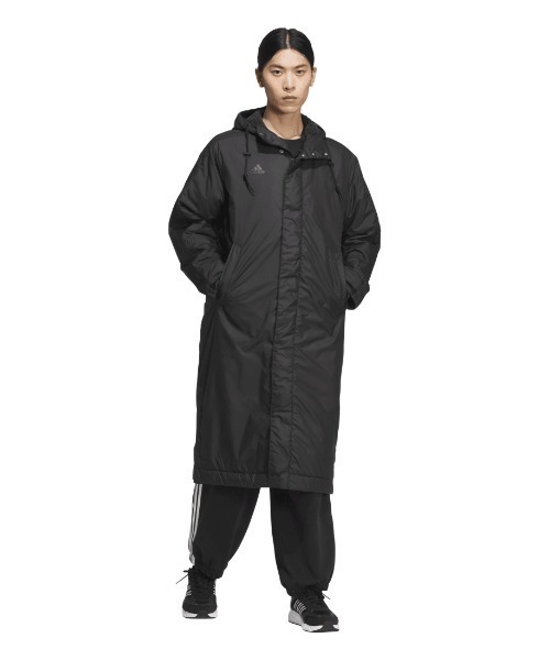 adidas(アディダス)の「アディダス adidas マストハブ スリーストライプス ルーズフィット ライニングロングコート(その他アウター・メンズ・ブラック×ホワイト/ブラック×ブラック・3L/LL/L/M/S)」の2枚目の写真
