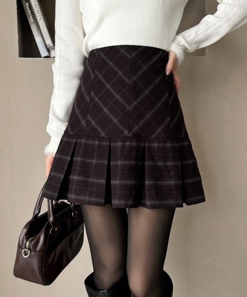 one after another NICE CLAUP（ワンアフターアナザーナイスクラップ）の「【Holiday collection】ボックスプリーツミニスカート（スカート・レディース・ピンク系その他/アイボリー/ブラック/モカ/ブラウン系その他・SMALL/MEDIUM）」の4枚目の写真