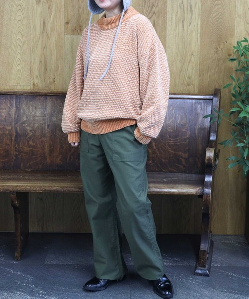Right-on（ライトオン）の「Other(ソノタ)【レディース】地柄モールモックネックニット（ニット/セーター・レディース・ブルー/オレンジ・M/L/XL）」の4枚目の写真