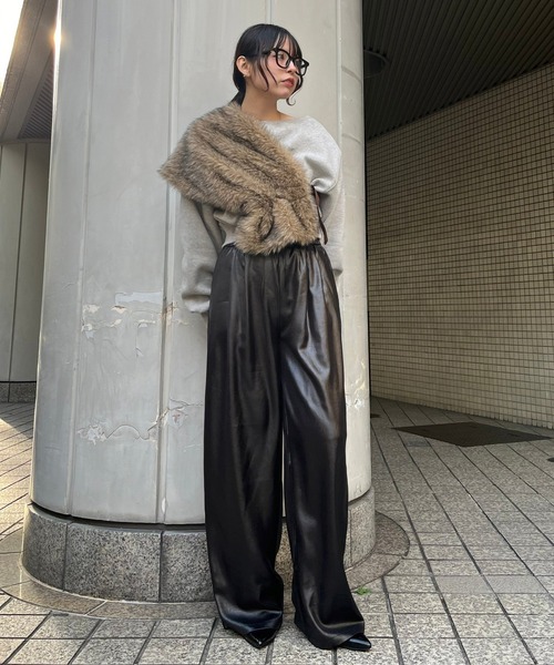 Narcissus（ナルシス）の「リラックスパンツ　ストレートパンツ　サテン風（その他パンツ・レディース・ブラック/レッド・FREE）」の19枚目の写真