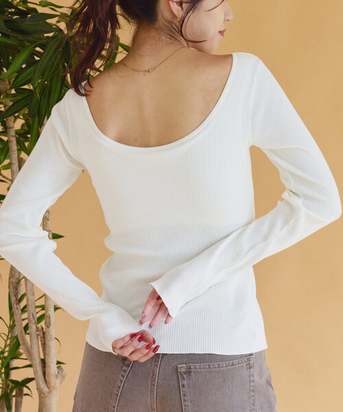 CIAOPANIC TYPY（チャオパニックティピー）の「【shay】カップ付フロントスリットトップス（Tシャツ/カットソー・レディース・ブラック/ホワイト系その他/ブラウン・ONE SIZE）」の2枚目の写真