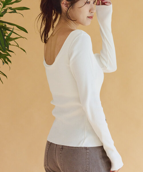 CIAOPANIC TYPY（チャオパニックティピー）の「【shay】カップ付フロントスリットトップス（Tシャツ/カットソー・レディース・ブラック/ホワイト系その他/ブラウン・ONE SIZE）」の7枚目の写真