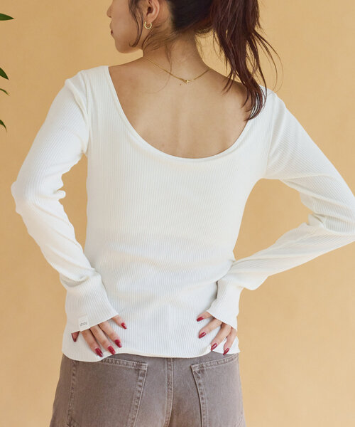 CIAOPANIC TYPY（チャオパニックティピー）の「【shay】カップ付フロントスリットトップス（Tシャツ/カットソー・レディース・ブラック/ホワイト系その他/ブラウン・ONE SIZE）」の8枚目の写真