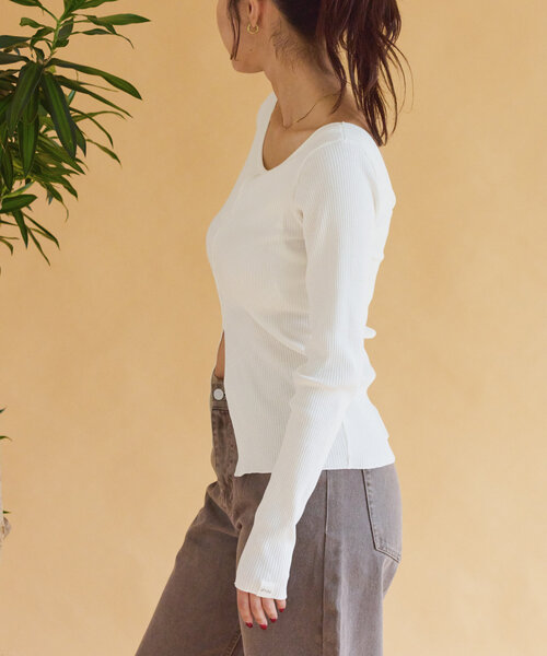 CIAOPANIC TYPY（チャオパニックティピー）の「【shay】カップ付フロントスリットトップス（Tシャツ/カットソー・レディース・ブラック/ホワイト系その他/ブラウン・ONE SIZE）」の9枚目の写真