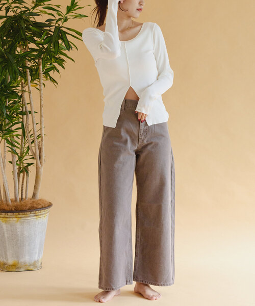 CIAOPANIC TYPY（チャオパニックティピー）の「【shay】カップ付フロントスリットトップス（Tシャツ/カットソー・レディース・ブラック/ホワイト系その他/ブラウン・ONE SIZE）」の10枚目の写真