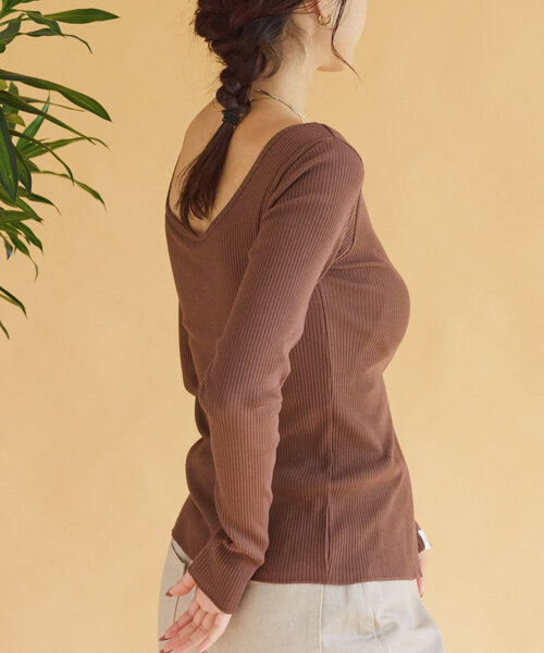 CIAOPANIC TYPY（チャオパニックティピー）の「【shay】カップ付フロントスリットトップス（Tシャツ/カットソー・レディース・ブラック/ホワイト系その他/ブラウン・ONE SIZE）」の20枚目の写真