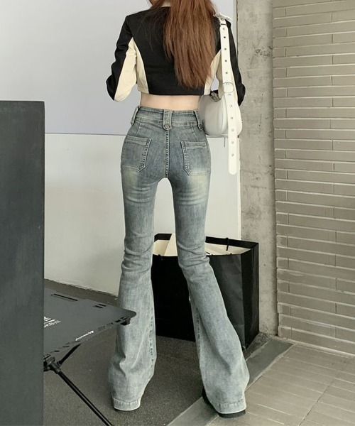 Miniministore(ミニミニストア)の「セミフレアデニムパンツ ヴィンテージ風(デニムパンツ・レディース・ブルー・M/L/XL)」の13枚目の写真