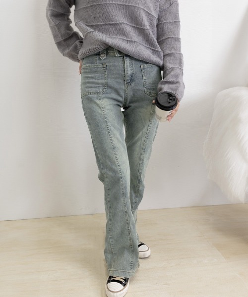 Miniministore(ミニミニストア)の「セミフレアデニムパンツ ヴィンテージ風(デニムパンツ・レディース・ブルー・M/L/XL)」の14枚目の写真