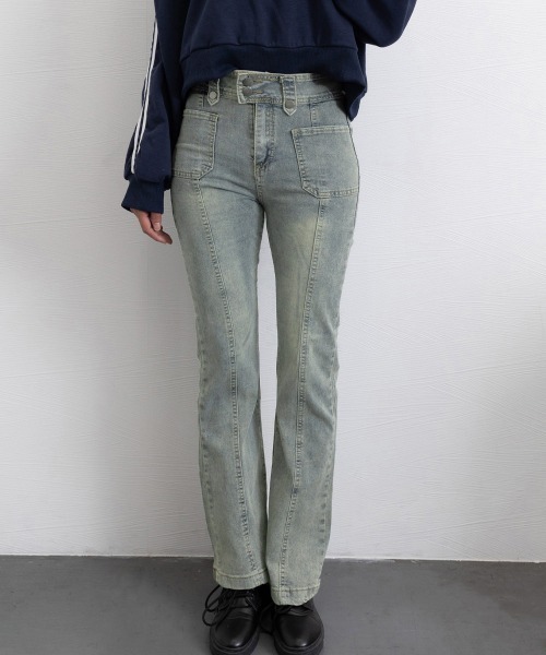 Miniministore(ミニミニストア)の「セミフレアデニムパンツ ヴィンテージ風(デニムパンツ・レディース・ブルー・M/L/XL)」の19枚目の写真