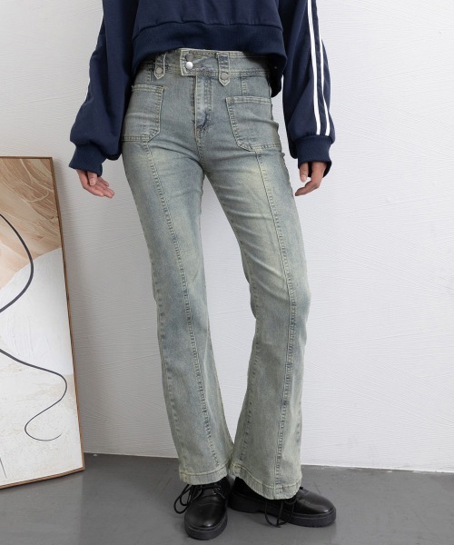 Miniministore(ミニミニストア)の「セミフレアデニムパンツ ヴィンテージ風(デニムパンツ・レディース・ブルー・M/L/XL)」の20枚目の写真