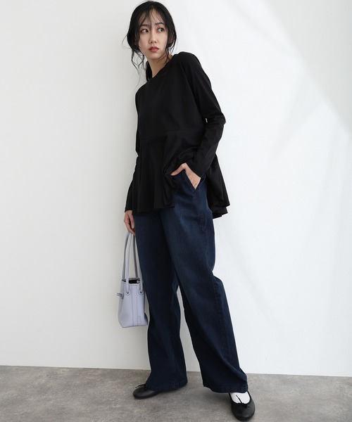 ElegChic(エレグシック)の「裾 フレア 長袖 カットソー(Tシャツ/カットソー・レディース・ベージュ系その他/オフホワイト/チャコールグレー/ブラック/カーキ・M/XL/4L)」の8枚目の写真
