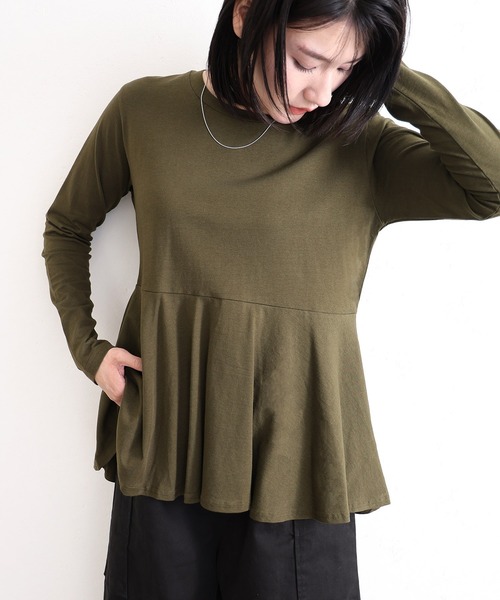 ElegChic(エレグシック)の「裾 フレア 長袖 カットソー(Tシャツ/カットソー・レディース・ベージュ系その他/オフホワイト/チャコールグレー/ブラック/カーキ・M/XL/4L)」の11枚目の写真