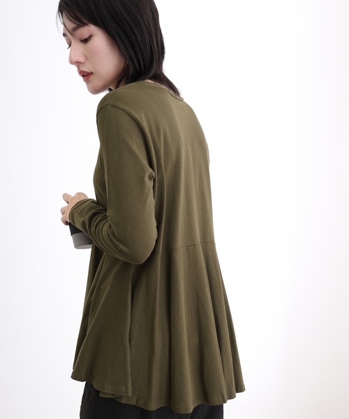 ElegChic(エレグシック)の「裾 フレア 長袖 カットソー(Tシャツ/カットソー・レディース・ベージュ系その他/オフホワイト/チャコールグレー/ブラック/カーキ・M/XL/4L)」の13枚目の写真