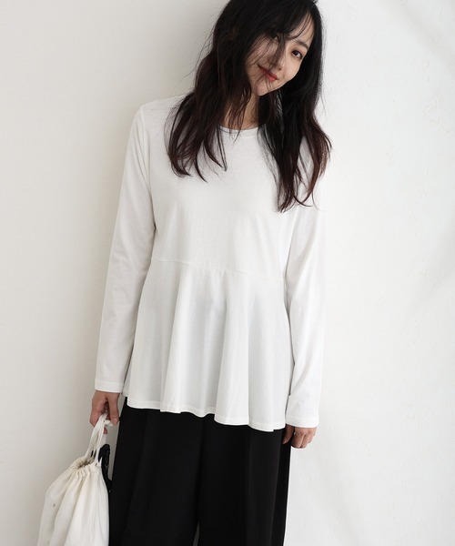 ElegChic(エレグシック)の「裾 フレア 長袖 カットソー(Tシャツ/カットソー・レディース・ベージュ系その他/オフホワイト/チャコールグレー/ブラック/カーキ・M/XL/4L)」の14枚目の写真