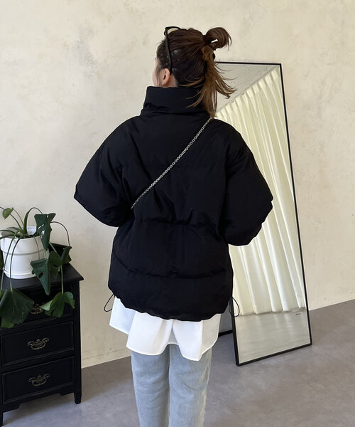 ジャケット・アウター Momo Chan MOMO】袖刺繍スタンドネック中綿ブルゾン（ダウンジャケット/コート