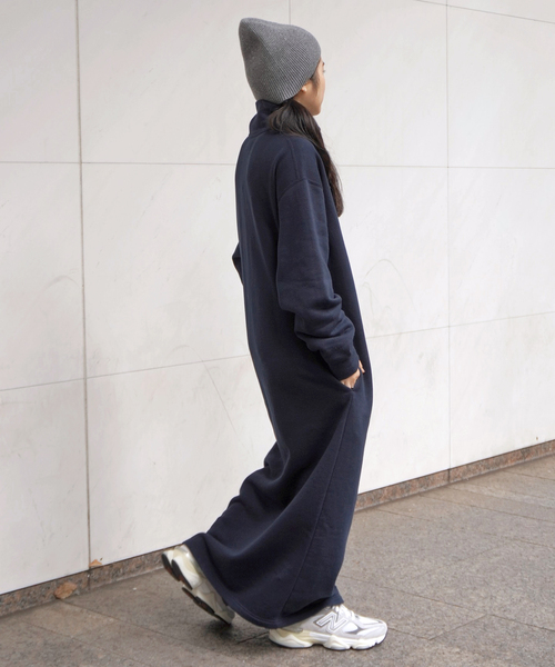 ハーフジップスウェットドレス（ワンピース）｜EVERYDAY I LIKE