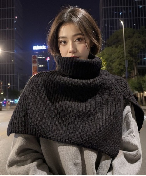 paravion(パラビオン)の「ニットマフラー(マフラー・レディース・グレー/ブラック/ホワイト/ブラウン・FREE)」の3枚目の写真