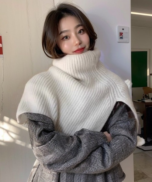 paravion(パラビオン)の「ニットマフラー(マフラー・レディース・グレー/ブラック/ホワイト/ブラウン・FREE)」の13枚目の写真