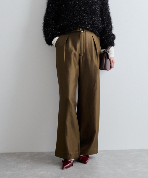 VIS（ビス）の「【洗える】シャイニーワンタックワイドパンツ（その他パンツ・レディース・ネイビー/ダークブラウン・SS/S/M）」の13枚目の写真