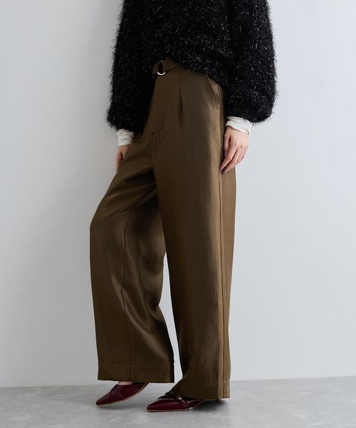 VIS（ビス）の「【洗える】シャイニーワンタックワイドパンツ（その他パンツ・レディース・ネイビー/ダークブラウン・SS/S/M）」の14枚目の写真