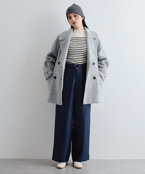 VIS（ビス）の「【洗える】シャイニーワンタックワイドパンツ（その他パンツ・レディース・ネイビー/ダークブラウン・SS/S/M）」の15枚目の写真