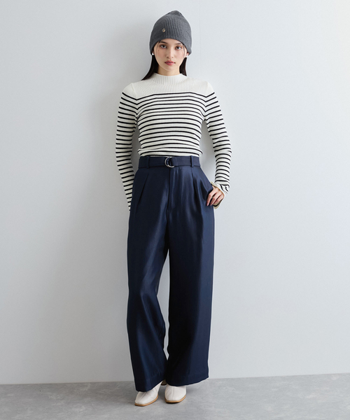 VIS（ビス）の「【洗える】シャイニーワンタックワイドパンツ（その他パンツ・レディース・ネイビー/ダークブラウン・SS/S/M）」の16枚目の写真