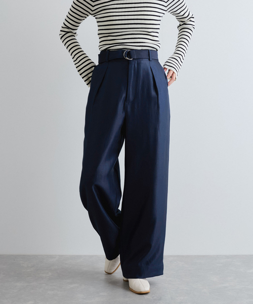 VIS（ビス）の「【洗える】シャイニーワンタックワイドパンツ（その他パンツ・レディース・ネイビー/ダークブラウン・SS/S/M）」の17枚目の写真