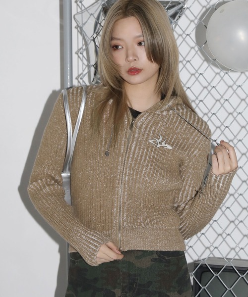 MSGirl(エムエスジーガール)の「ヴィンテージライクダブルジップニットパーカー(パーカー・レディース・レッド/ブラック/イエロー・F)」の2枚目の写真