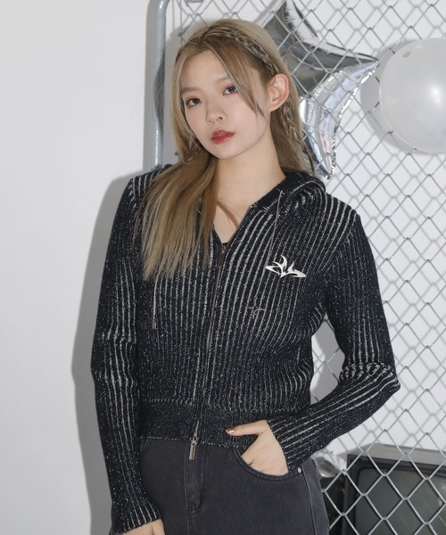 MSGirl(エムエスジーガール)の「ヴィンテージライクダブルジップニットパーカー(パーカー・レディース・レッド/ブラック/イエロー・F)」の9枚目の写真