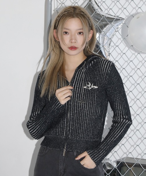 MSGirl(エムエスジーガール)の「ヴィンテージライクダブルジップニットパーカー(パーカー・レディース・レッド/ブラック/イエロー・F)」の8枚目の写真
